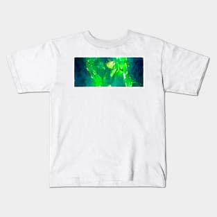 Green Flames Watercolor Kids T-Shirt